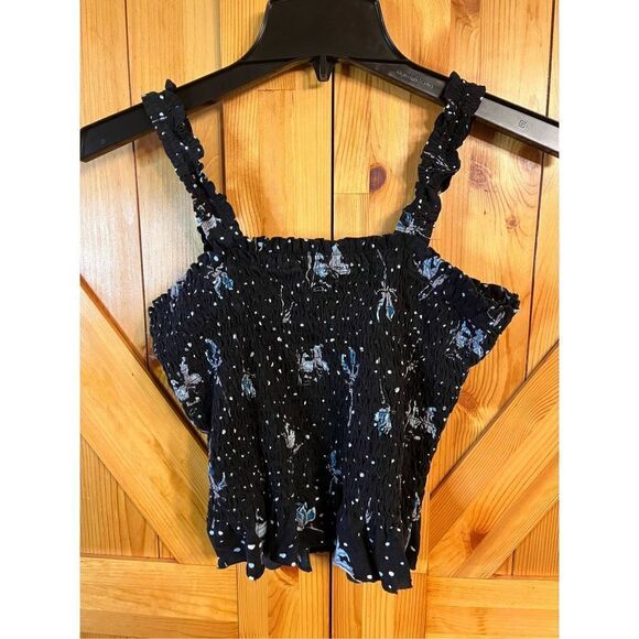 Lucky Brand Crop Top Black Floral Small S (2212) - Picture 5 of 5